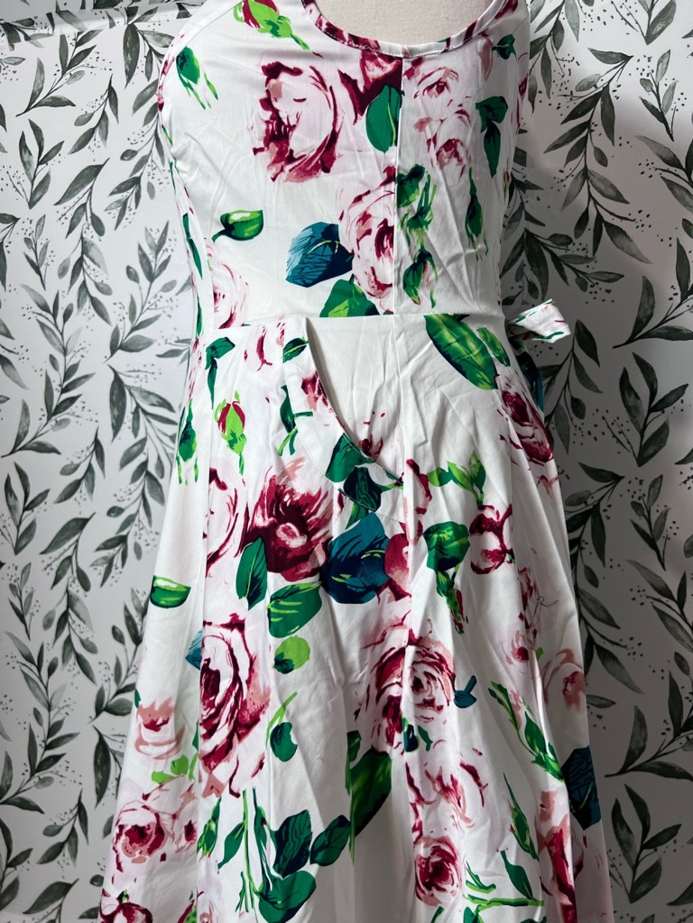 Flowers Retro Vintage Cotton Dress Sz XL 18 Elegant Classic Fit & Flare Bohemian - Picture 6 of 13
